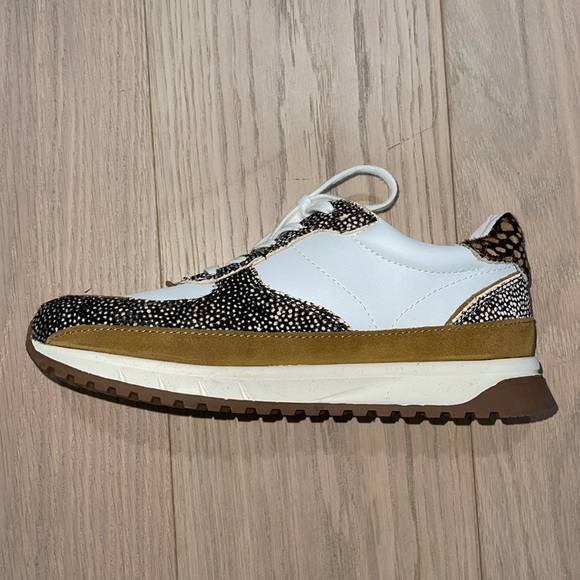 Madewell kickoff trainer sneakers in leather and spot mix calf hair, size 10 - Picture 2 of 2